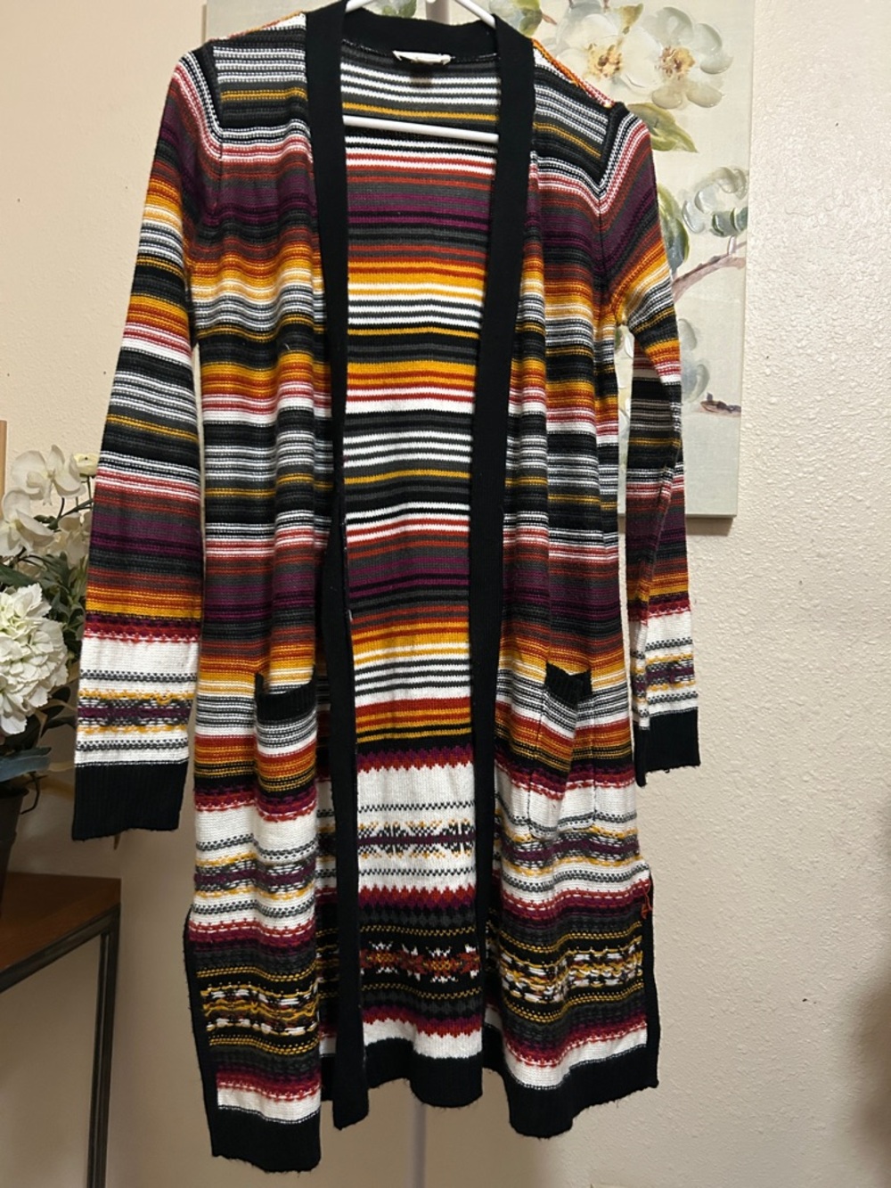 Westbound Multi-Color Striped Open Cardigan